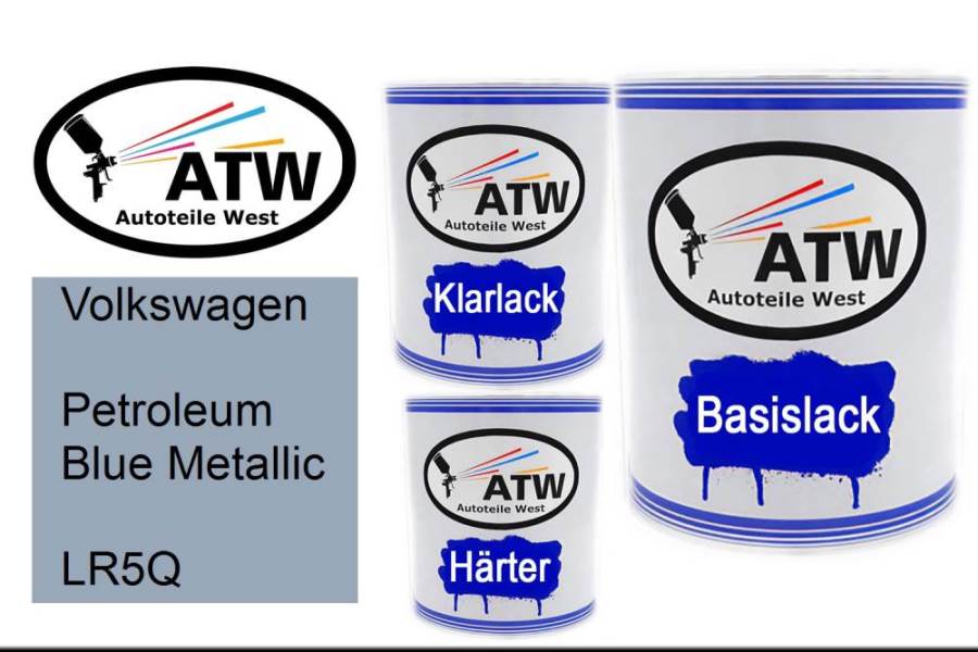 Volkswagen, Petroleum Blue Metallic, LR5Q: 1L Lackdose + 1L Klarlack + 500ml Härter - Set, von ATW Autoteile West.